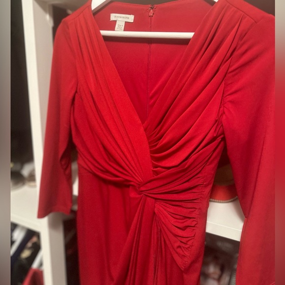 Boston Proper Brick Red Twist Front Draped Dress - Picture 5 of 5